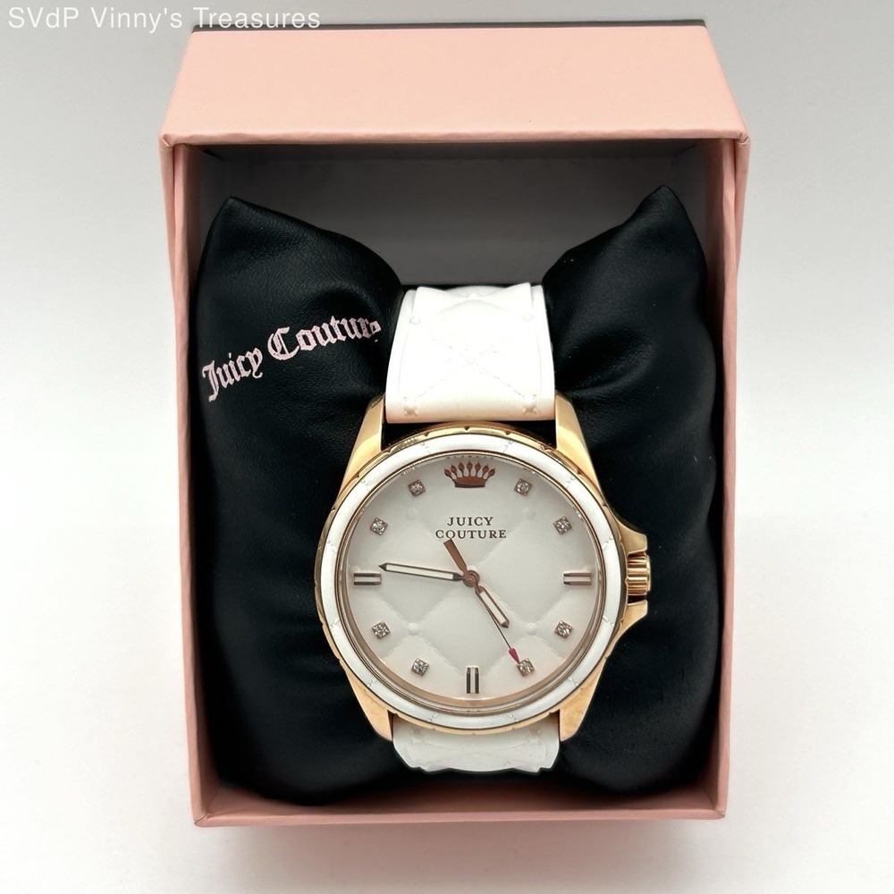 Juicy‎ Couture Women's White Rose Gold Quilted Silicone Watch JG.20.3.44.0531